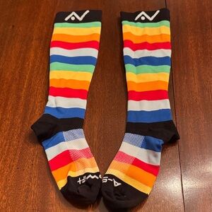 Rainbow Striped Compression Running Socks